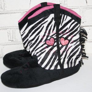 Hot pink and Zebra Print Slippers Size Women's Medium 7/8